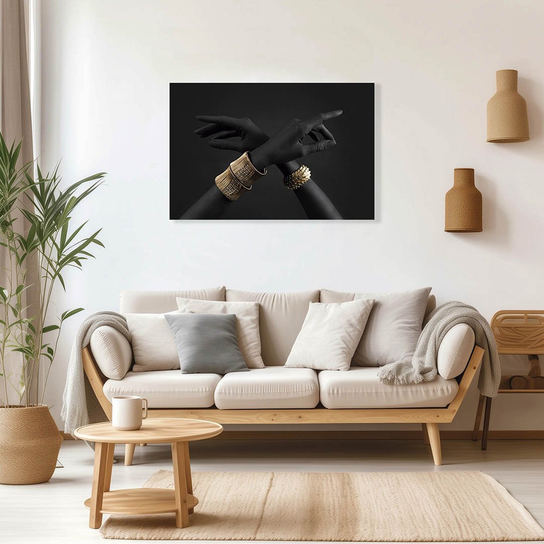 Cuadro Decorativo Moderno brazos Dorado y Negro #137 - Imagen 3