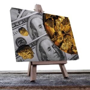 Cuadro Decorativo del Dinero y Oro en Dorado y Negro