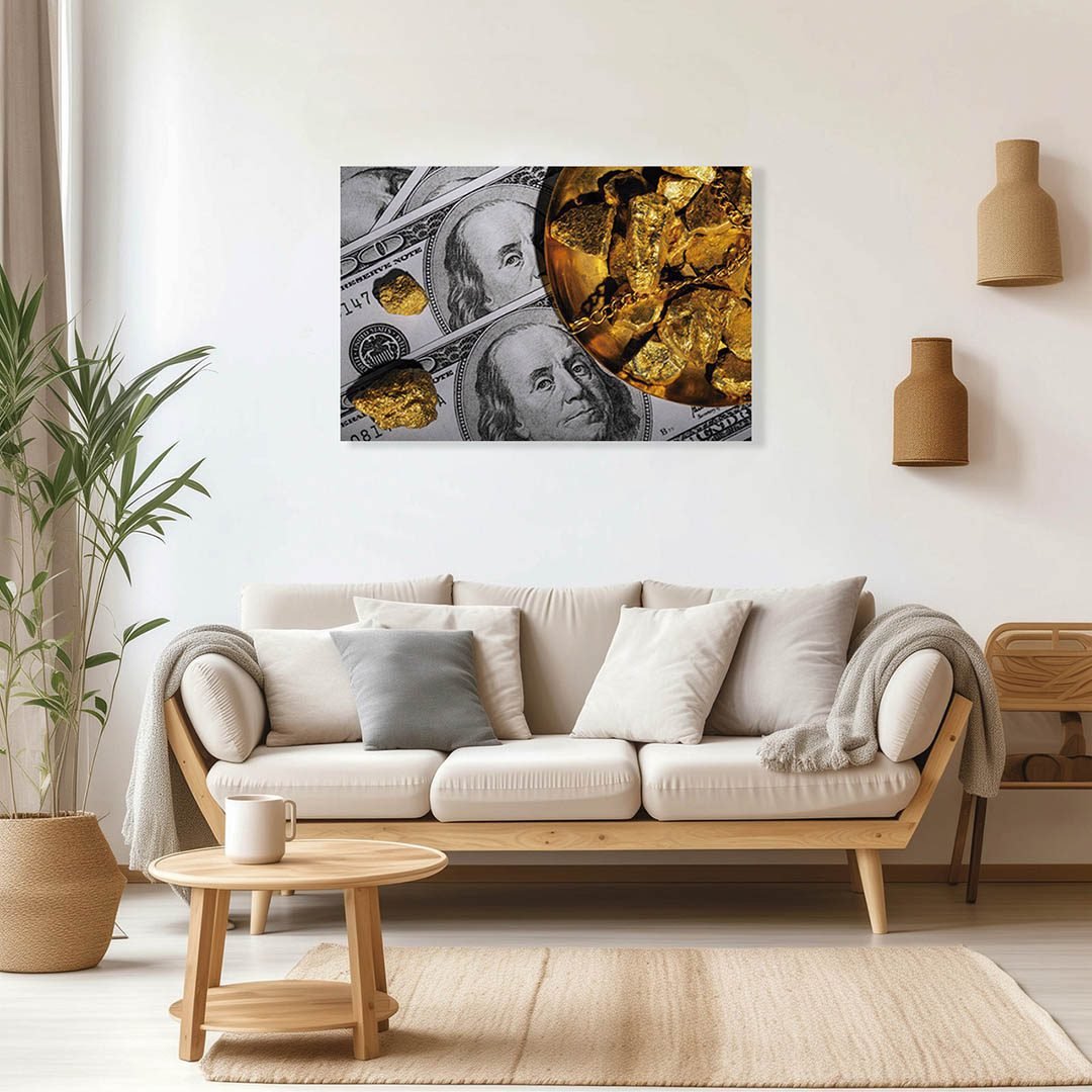 Cuadro Decorativo del Dinero y Oro en Dorado y Negro - Imagen 3