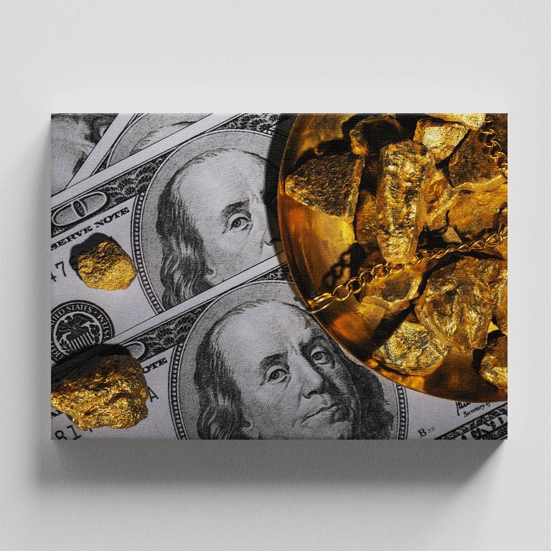 Cuadro Decorativo del Dinero y Oro en Dorado y Negro - Imagen 4