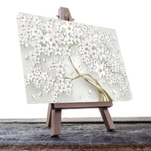 cuadro decorativo árbol en dorado y blanco