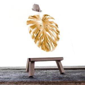 Cuadro Decorativo de Hojas Doradas y Fondo Blanco #148