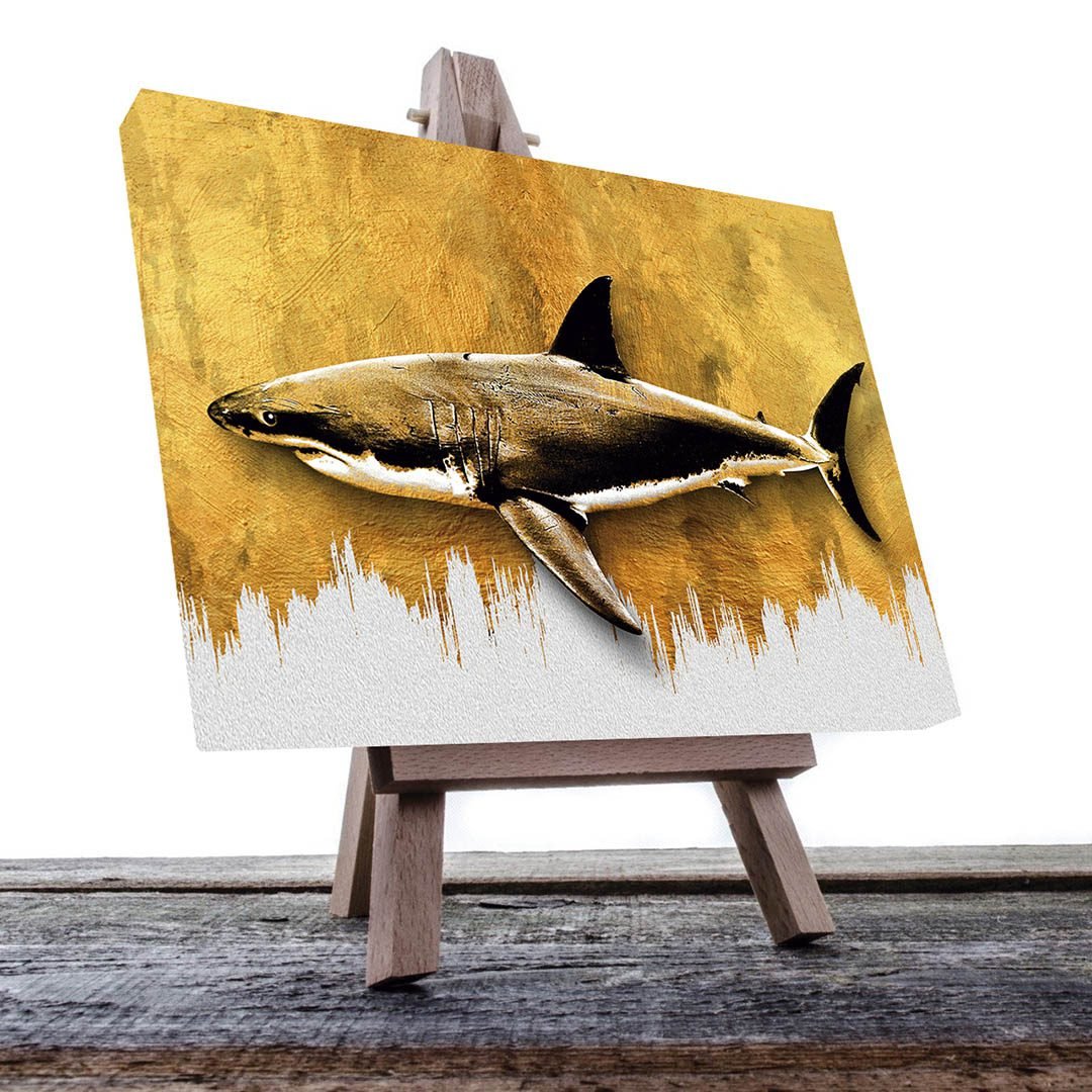 Cuadro Decorativo de Tiburón en Dorado #154