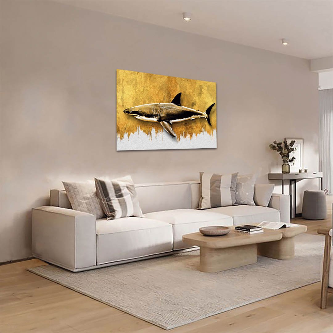 Cuadro Decorativo de Tiburón en Dorado #154 - Imagen 2