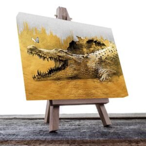 Cuadro Decorativo de Cocodrilo en Dorado #156