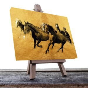 Cuadro Decorativo de Caballos en Dorado #159