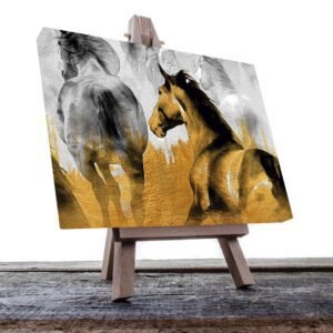 Cuadro Decorativo de Caballos en Dorado #160