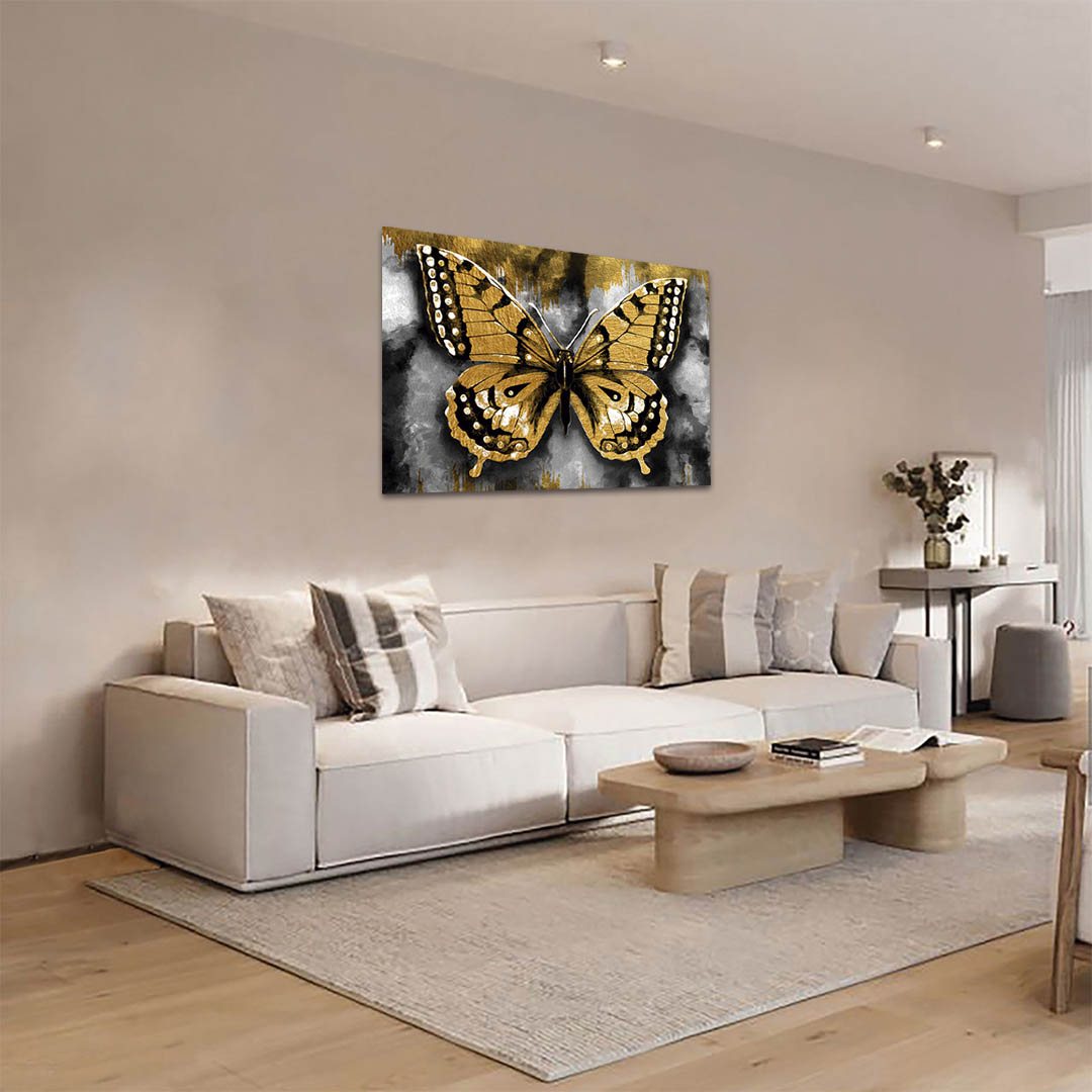 Cuadro Decorativo de Mariposa en Dorado #164 - Imagen 2