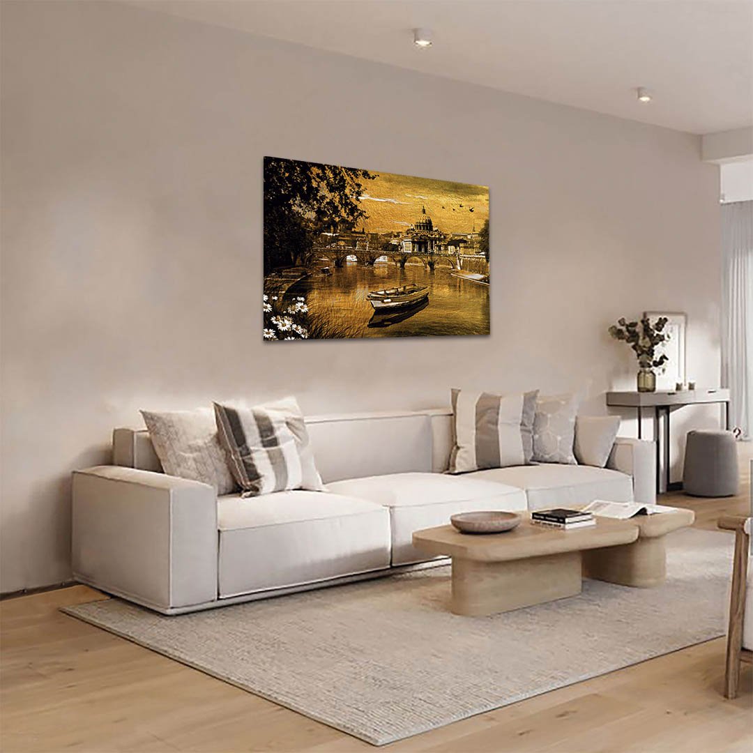 Cuadro Decorativo Paisaje en un lago en Dorado #166 - Imagen 2