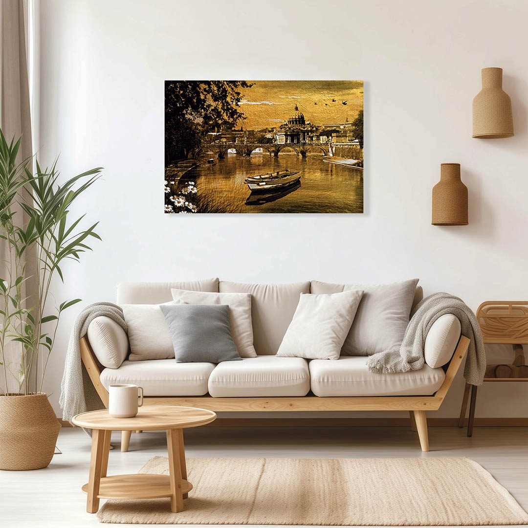 Cuadro Decorativo Paisaje en un lago en Dorado #166 - Imagen 3