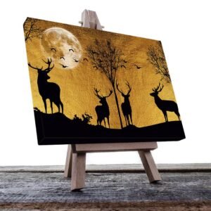 Cuadro Decorativo de Ciervos en Dorado #170