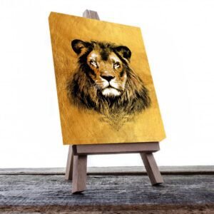 Cuadro Decorativo Cara de León en Dorado #124