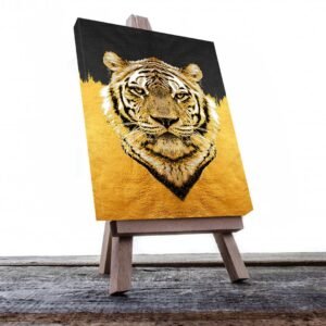 Cuadro Decorativo Cara de Tigre en Dorado #126