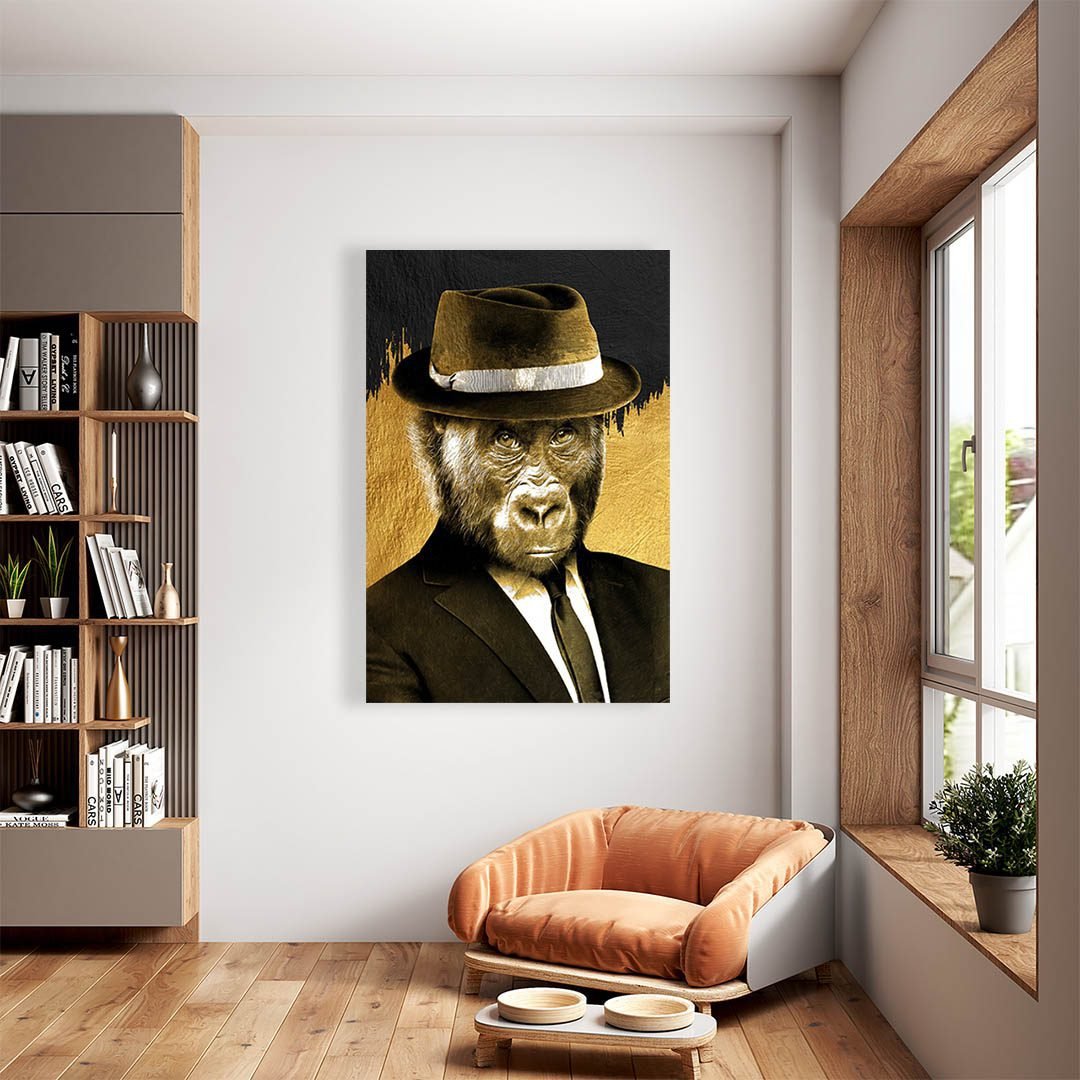 Cuadro Decorativo Chimpancé con Traje y Sombrero - Imagen 2