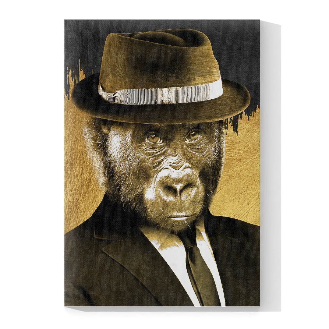 Cuadro Decorativo Chimpancé con Traje y Sombrero - Imagen 4