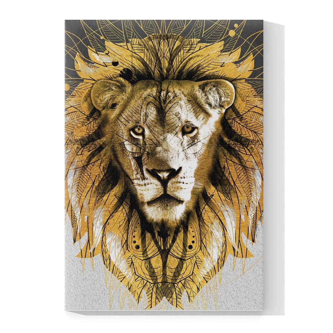 Cuadro Decorativo León Holístico en Dorado - Imagen 4