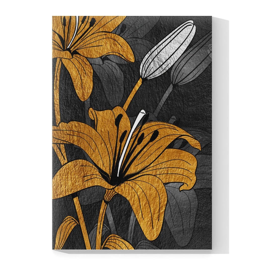 Cuadros Decorativo de Flores en Dorado y Negro #142 - Imagen 4