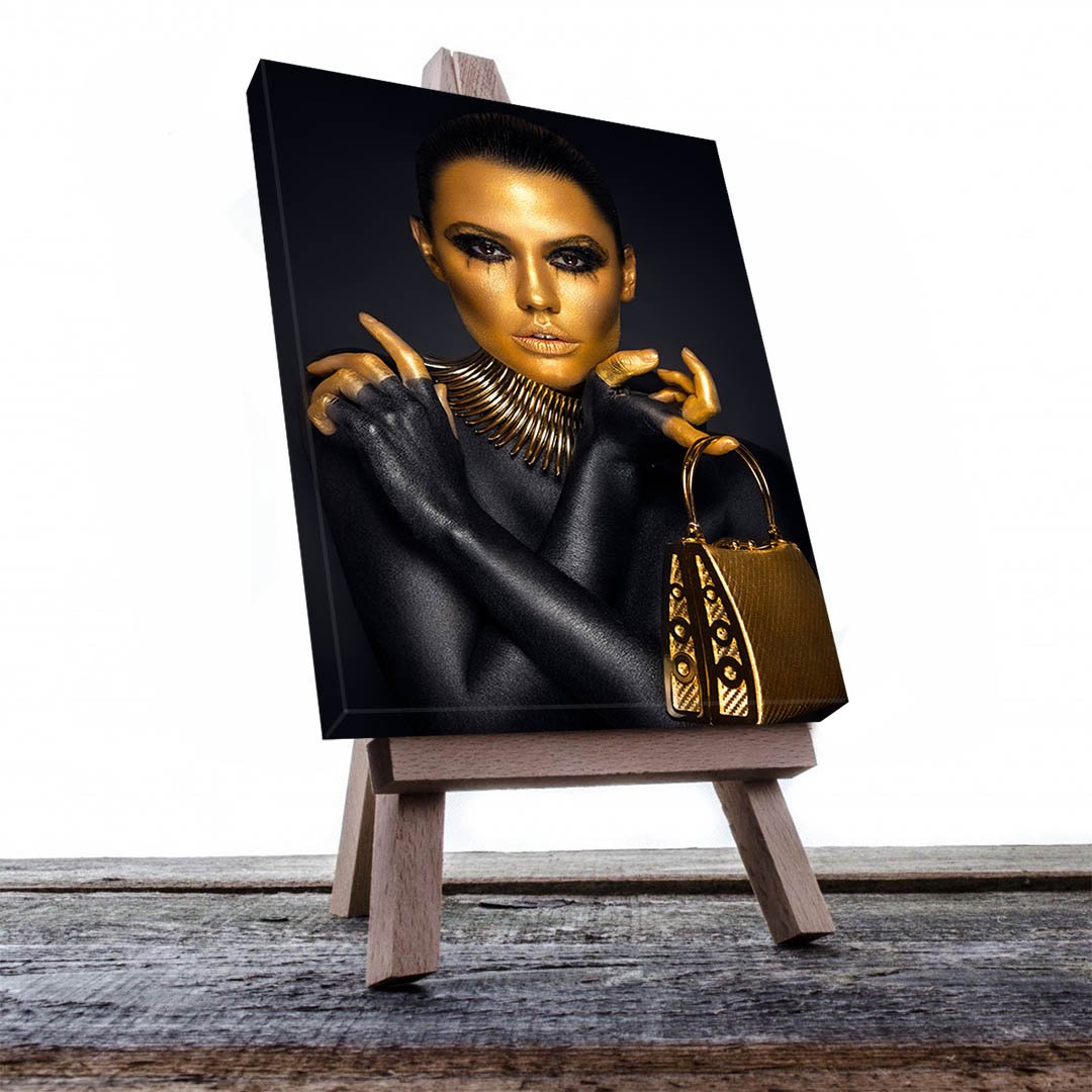 Cuadro Decorativo Mujer en Dorado Moderno #145