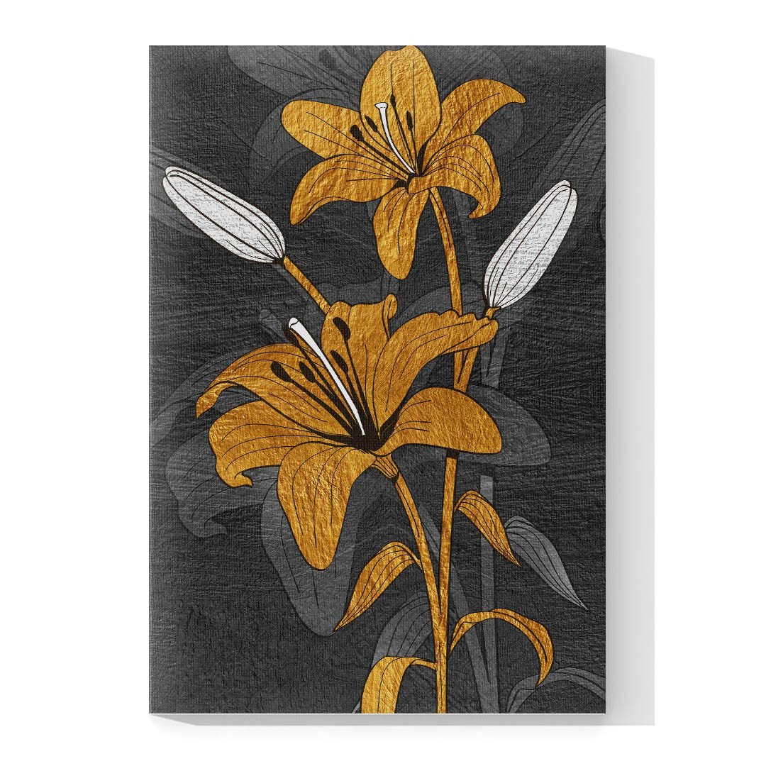 Cuadro Decorativo de Flores en Dorado y Negro #153 - Imagen 4