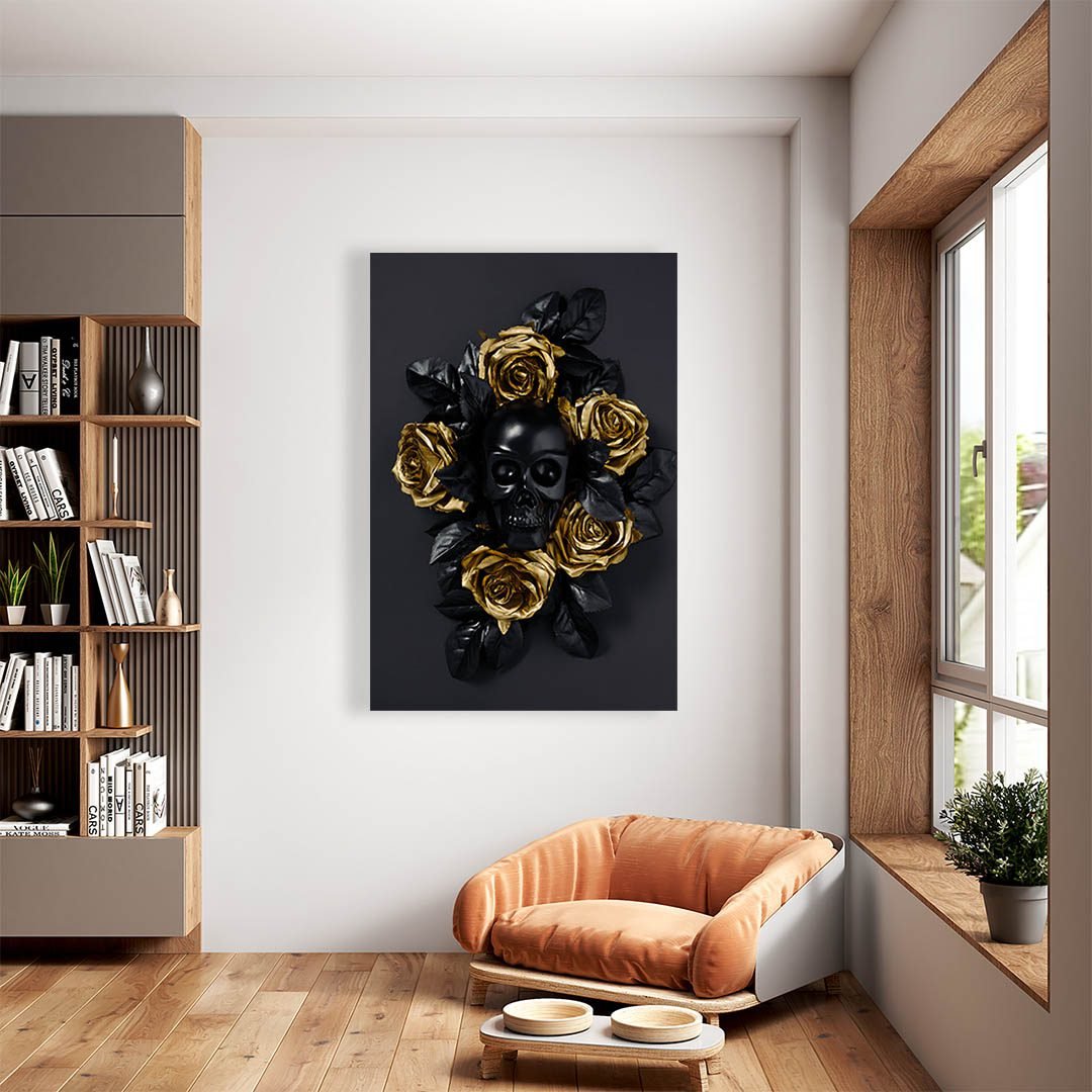 Cuadro Decorativo Rosas Doradas y Negras - Imagen 2