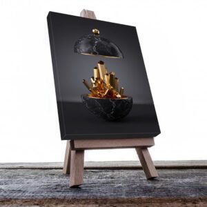 Cuadro Decorativo Moderno con Prismas en Dorado