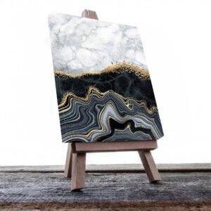 Cuadro Decorativo Moderno estilo Mármol en Dorado y Negro #165