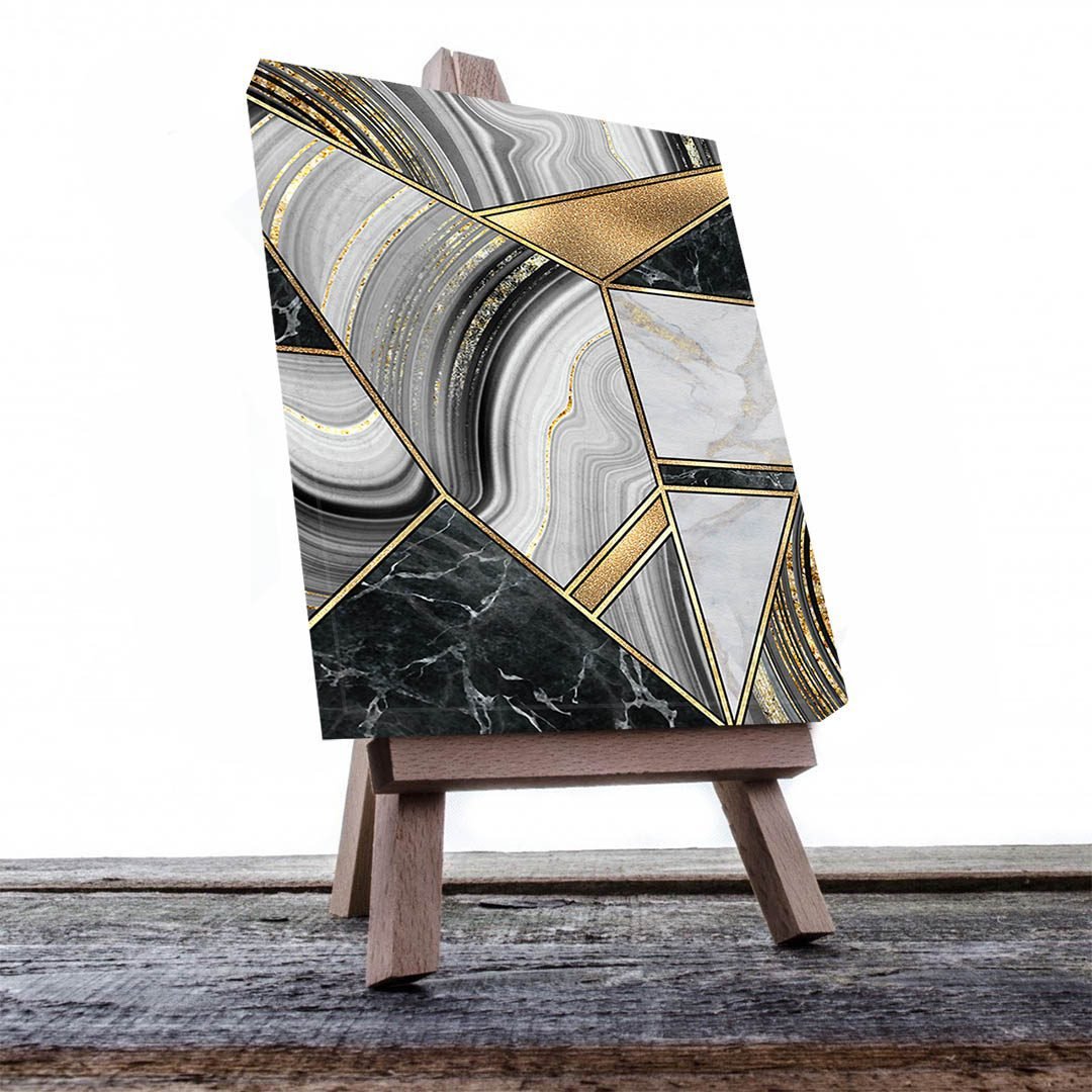 Cuadro Decorativo Moderno estilo Mármol en Dorado y Negro #171