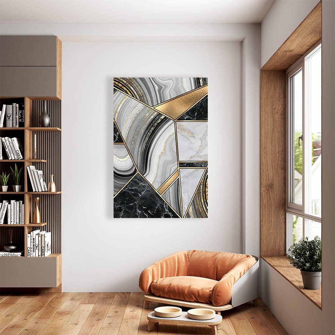 Cuadro Decorativo Moderno estilo Mármol en Dorado y Negro #171 - Imagen 2