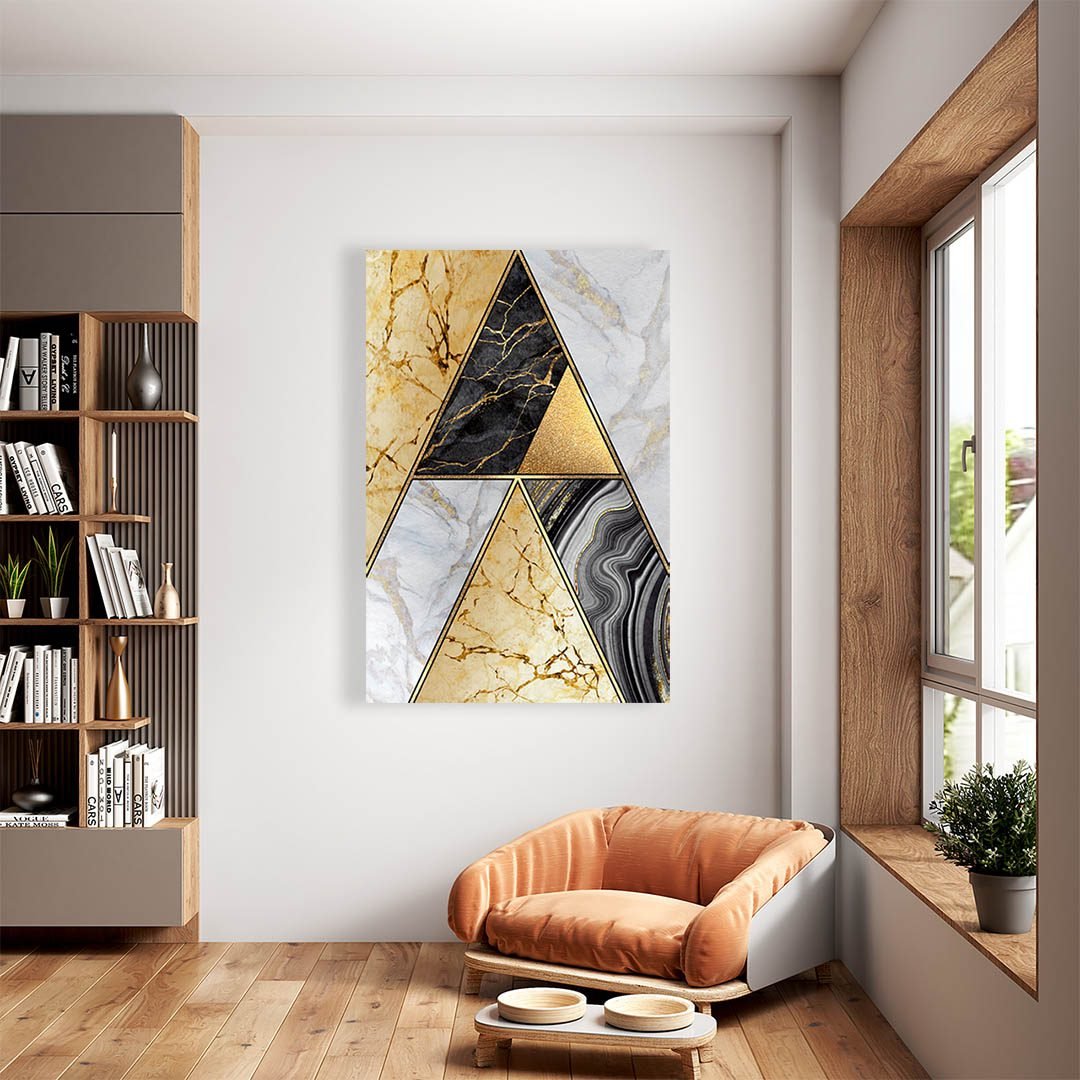 Cuadro Decorativo Moderno estilo Mármol en Dorado y Negro #173 - Imagen 2