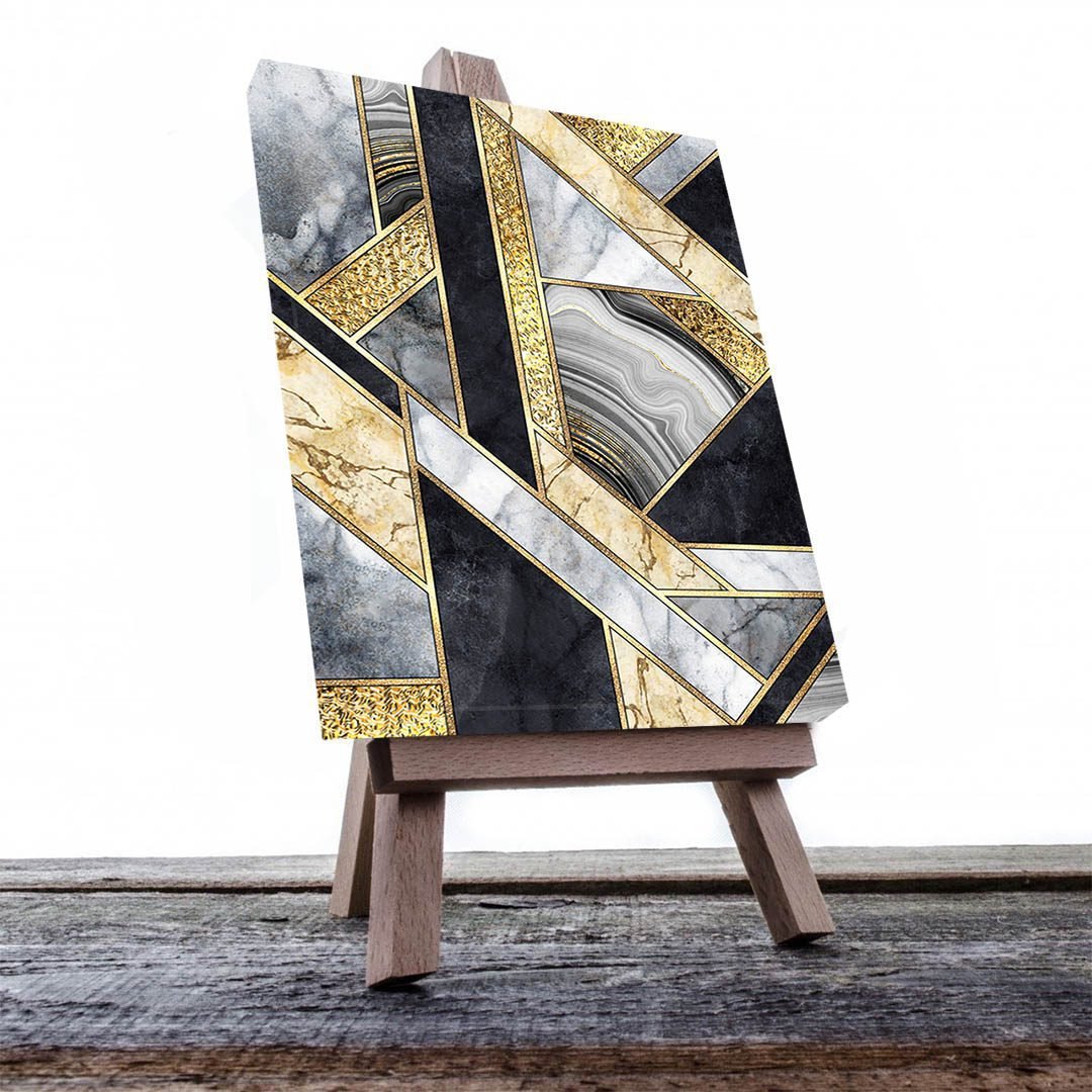 Cuadro Decorativo Moderno estilo Mármol en Dorado y Negro #174