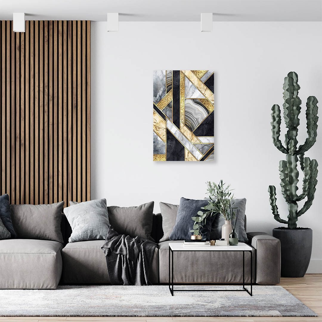 Cuadro Decorativo Moderno estilo Mármol en Dorado y Negro #174 - Imagen 3