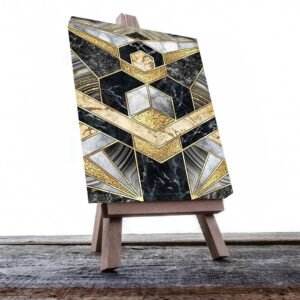 Cuadro Decorativo Moderno estilo Mármol en Dorado y Negro #176