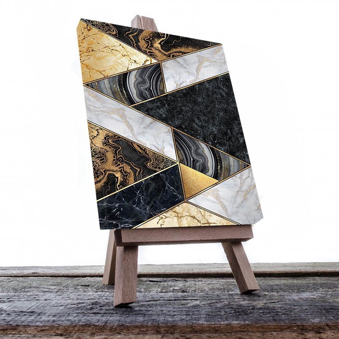 Cuadro Decorativo Moderno estilo Mármol en Dorado y Negro #180