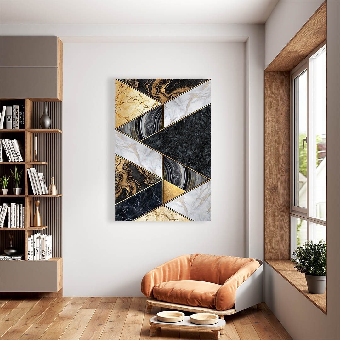 Cuadro Decorativo Moderno estilo Mármol en Dorado y Negro #180 - Imagen 2