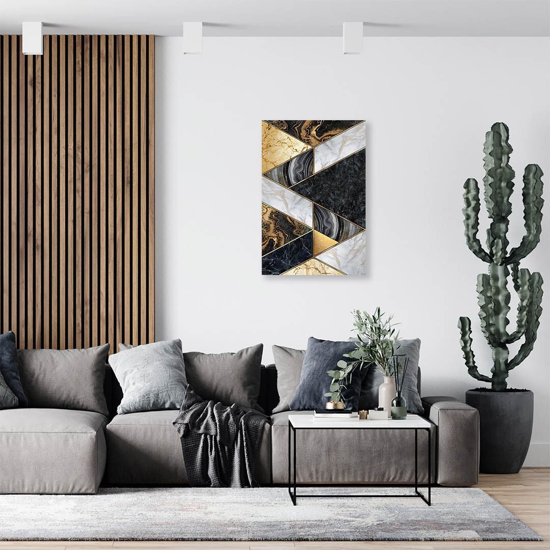 Cuadro Decorativo Moderno estilo Mármol en Dorado y Negro #180 - Imagen 3