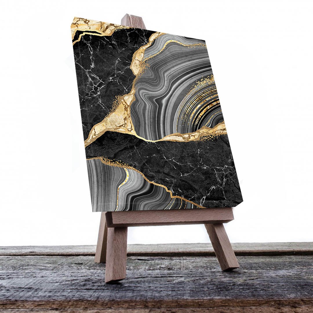 Cuadro Decorativo Moderno estilo Mármol en Dorado y Negro #181