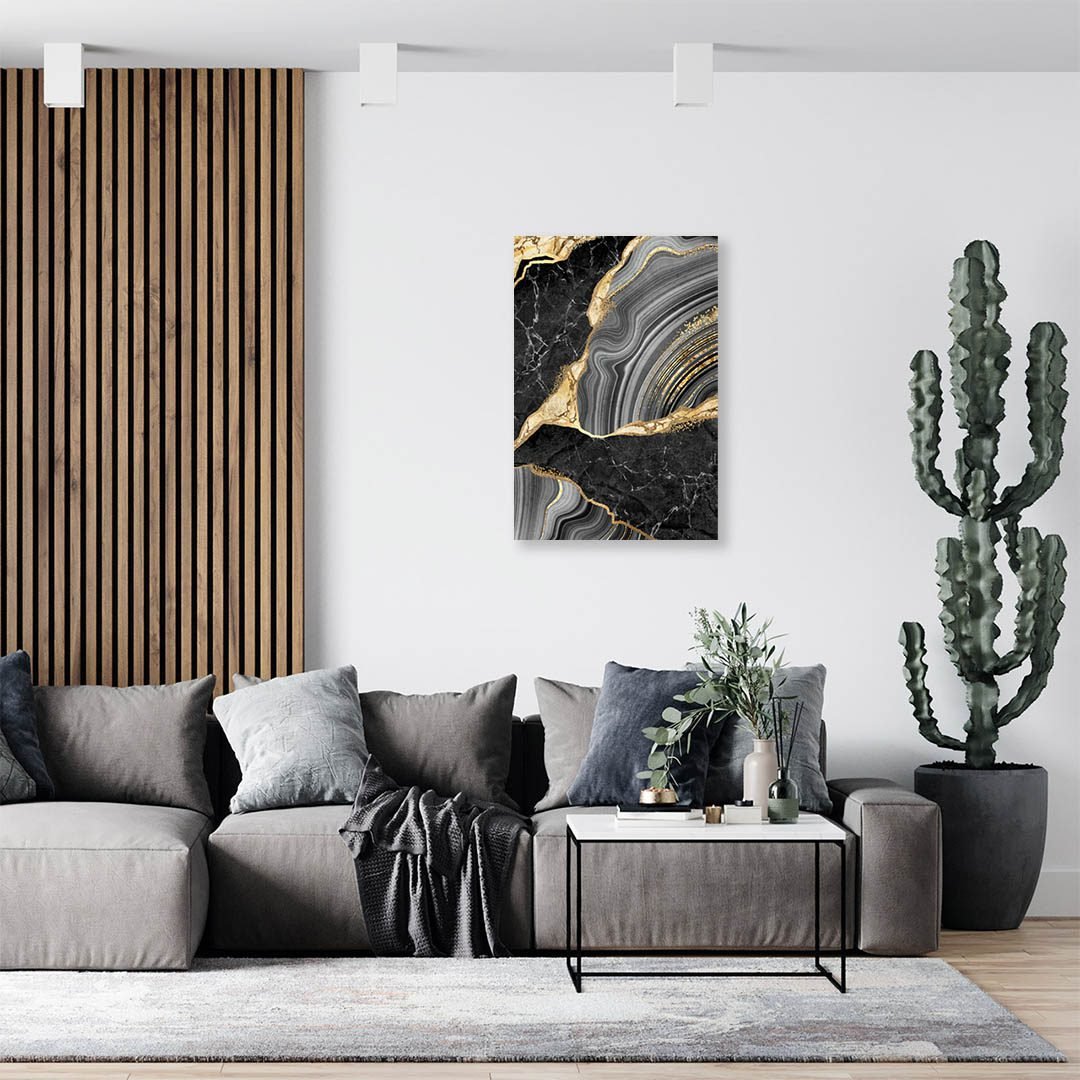 Cuadro Decorativo Moderno estilo Mármol en Dorado y Negro #181 - Imagen 3