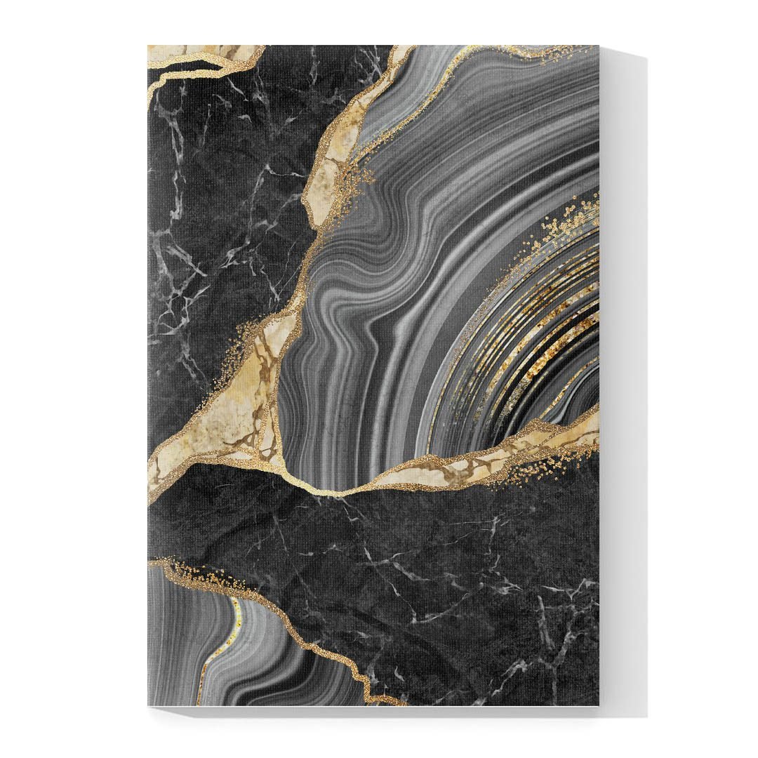 Cuadro Decorativo Moderno estilo Mármol en Dorado y Negro #181 - Imagen 4
