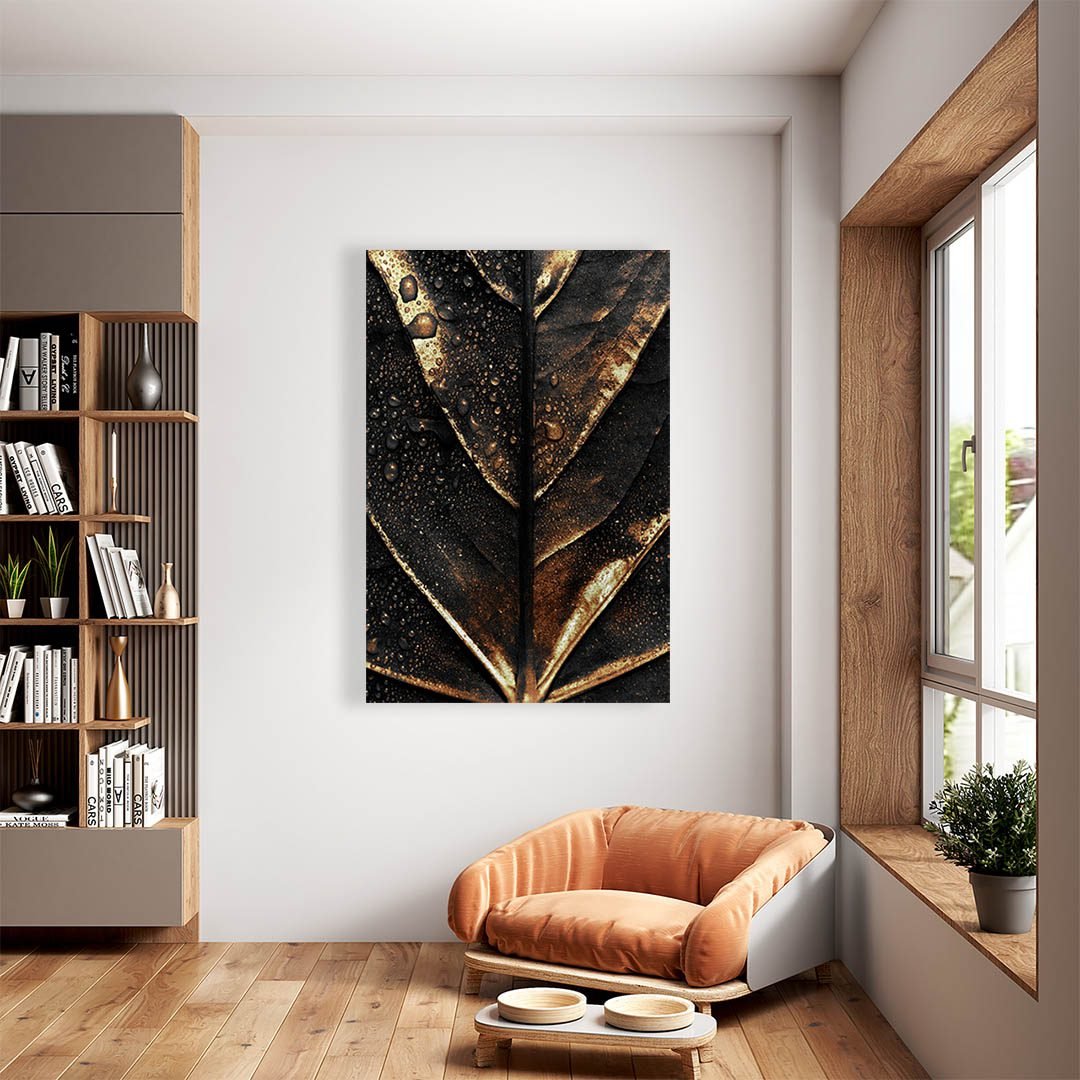 Cuadro Decorativo Moderno estilo Mármol en Dorado y Negro #182 - Imagen 2