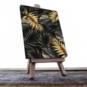 Cuadro Decorativo de Hojas Doradas y Negras #184