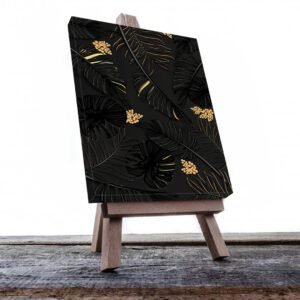 Cuadro Decorativo de Hojas Doradas y Negras #185