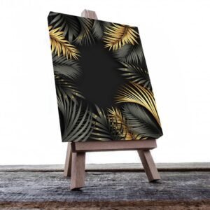 Cuadro Decorativo de Hojas Doradas y Negras #187