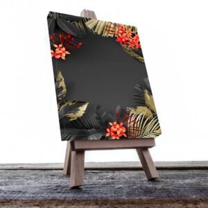 Cuadro Decorativo de Hojas Doradas y Negras #188