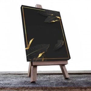 Cuadro Decorativo de Hojas Doradas y Negras #192