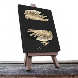 Cuadro Decorativo de Hojas Doradas y Negras #193