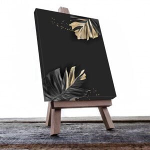 Cuadro Decorativo de Hojas Doradas y Negras #195