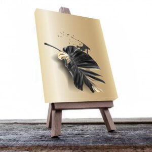 Cuadro Decorativo de Hojas Doradas y Negras #196