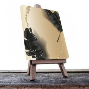 Cuadro Decorativo de Hojas Doradas y Negras #200