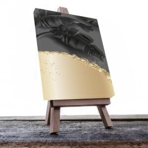 Cuadro Decorativo de Hojas Doradas y Negras #201