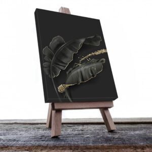 Cuadro Decorativo de Hojas Doradas y Negras #202